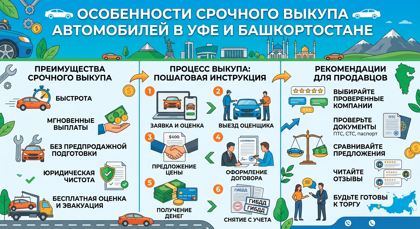 Особенности срочного выкупа автомобилей в Уфе и Башкортостане: преимущества, процесс и рекомендации