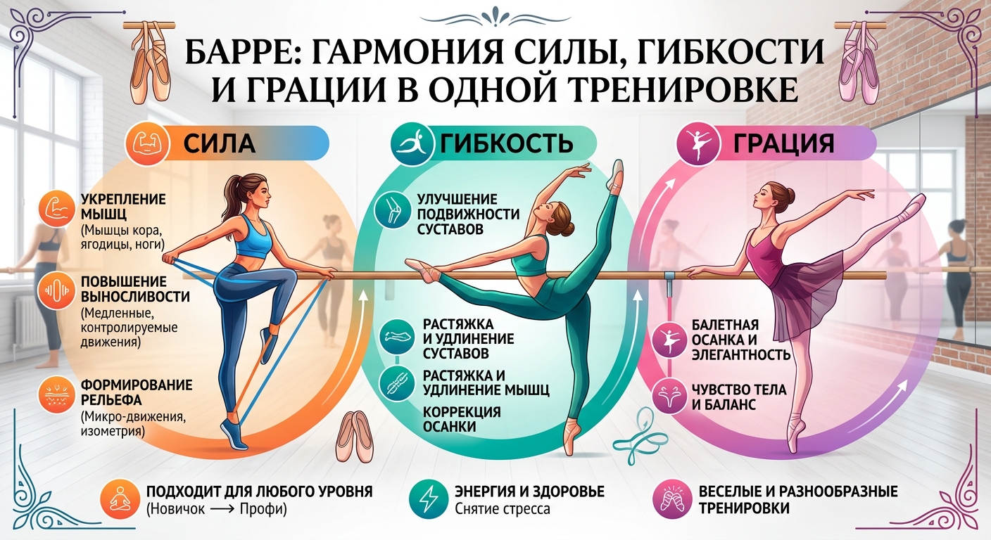 Барре: гармония силы, гибкости и грации в одной тренировке